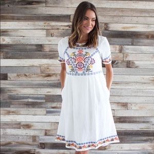Winsome Jones white embroidered dress